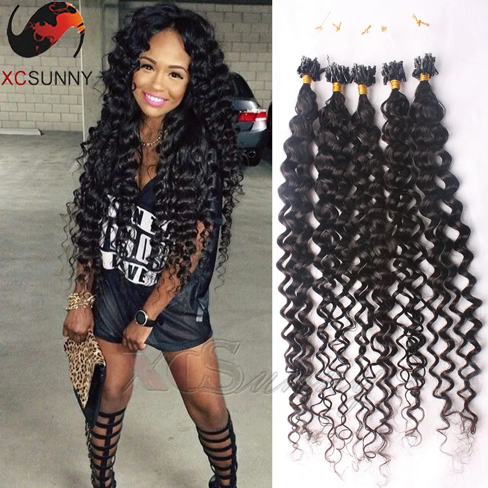 Peruvian Loose Curly Micro Loop Remy Hair Extensions 100 Strands