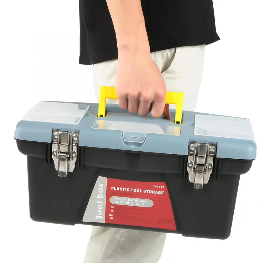 Portable Toolbox with Carrying Handle Hardware Storage Case Repair Tool Container