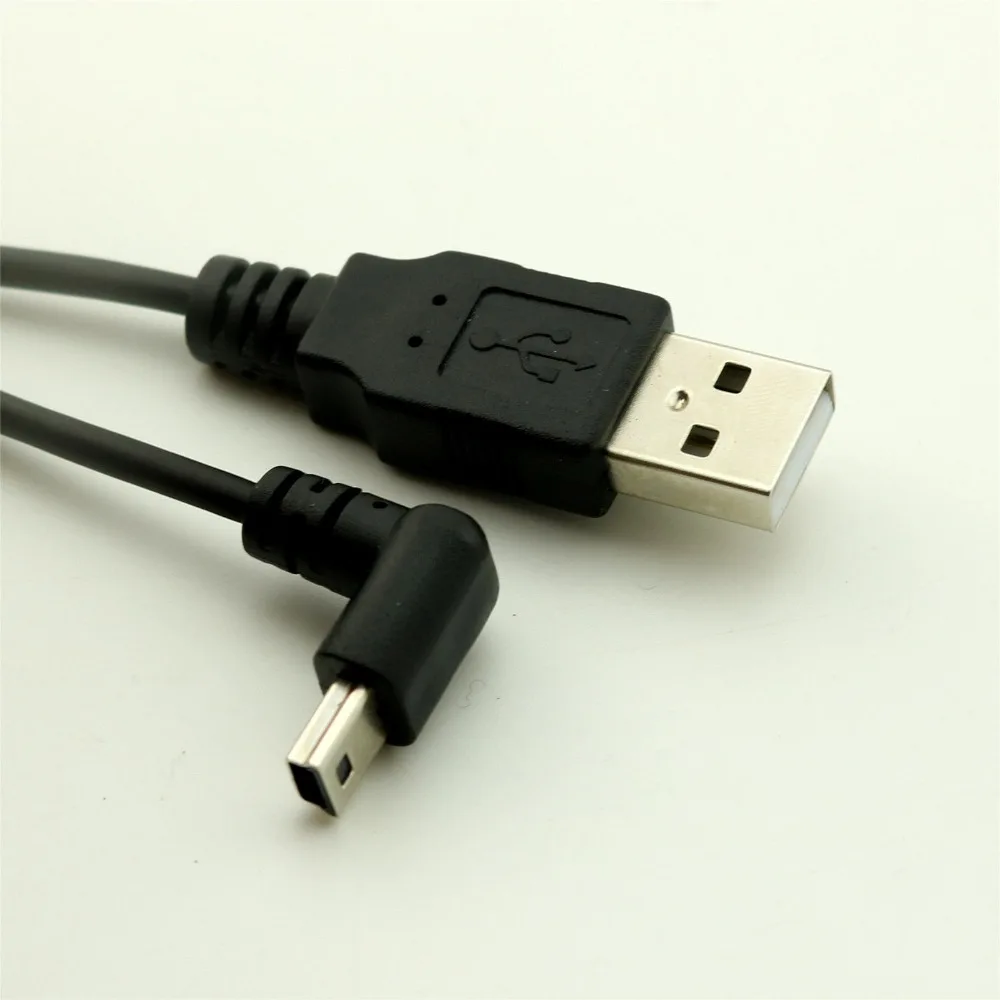 10 шт. Спиральный USB 2,0 A штекер к мини USB 5 Pin Мужской Вниз угол адаптер кабель 5FT