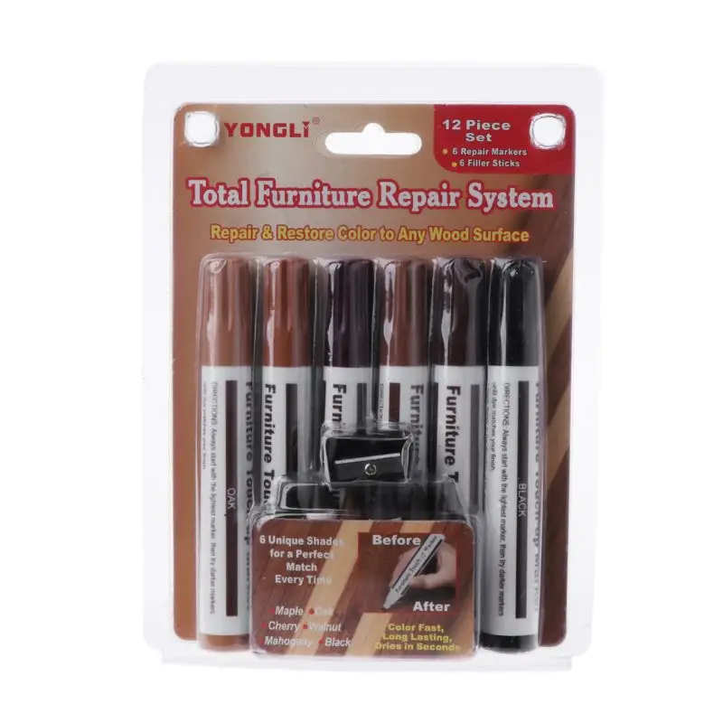 

Wood Repair System Kit Filler Sticks Touch Up Marker Floor Furniture Scratch Fix Mar28
