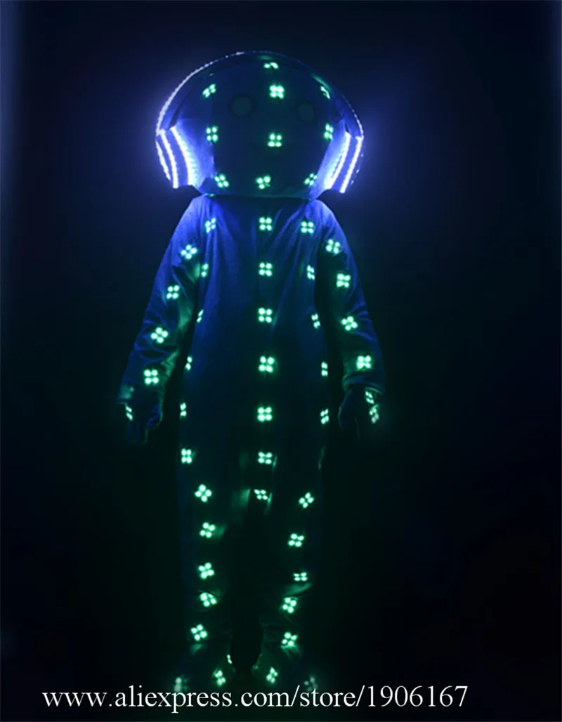 RGB colorful led costumes robot men stage show luminous light costumes dj wears outfits helmet big doll clothes glowing bar4