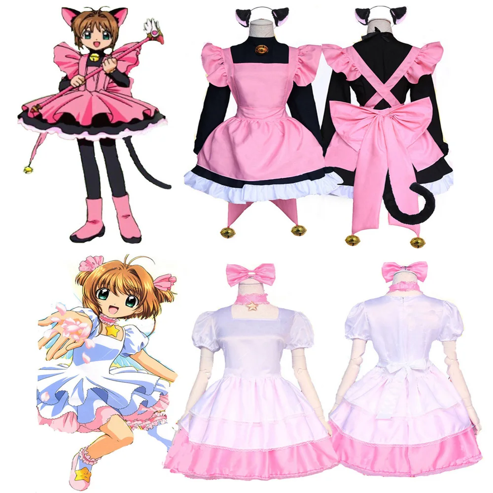 Мокко девушка косплей Лолита платье горничной аниме CARDCAPTOR SAKURA Kawaii костюм кота |