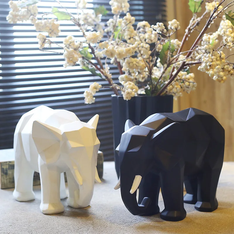 Geometric Elephant Models Animal Ornaments Resin Ornaments Home /Office Desktop Decoration Animal Lucky Best Gift 