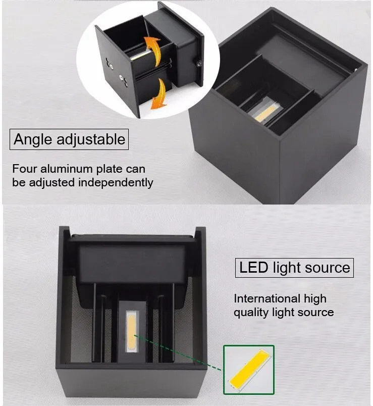 Светодиодный настенный светильник для помещений бра куб прихожей черный вверх/вниз теплый холодный на открытом воздухе Ночной Белый ночное маленький простой AC110-240V 12 Вт