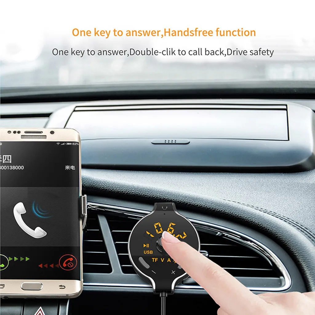 

Retro Design Q8S Wireless In-Car Bluetooth FM Transmitter Dual USB Charger Input TF Card Car Accessories