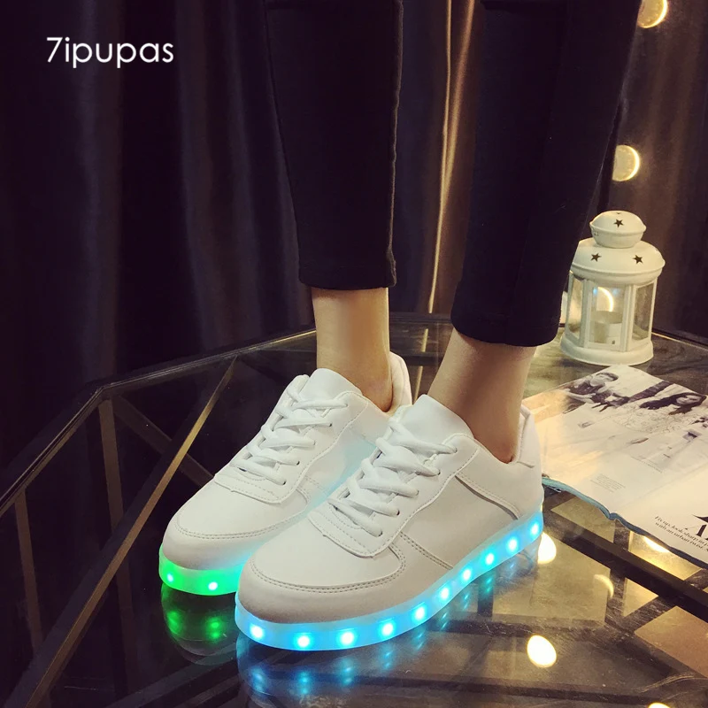 7 ipupas/детская обувь; размеры 31-41; белые туфли со светодиодной подсветкой; Светящиеся кроссовки для мальчиков и девочек; Schoenen Homme; Светящиеся кроссовки