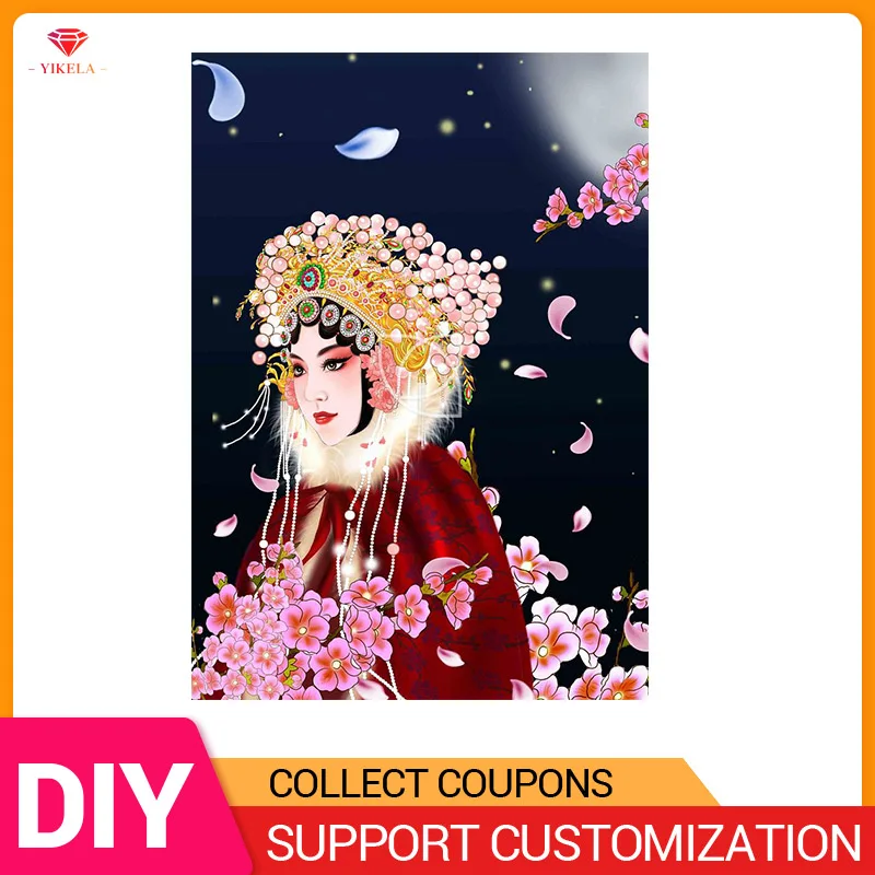 

YIKELA 5D DIY Full Round/Square Drill Painting Cross Stitch Cartoon Character Children's Gift Diamond Painting Embroidery Girl