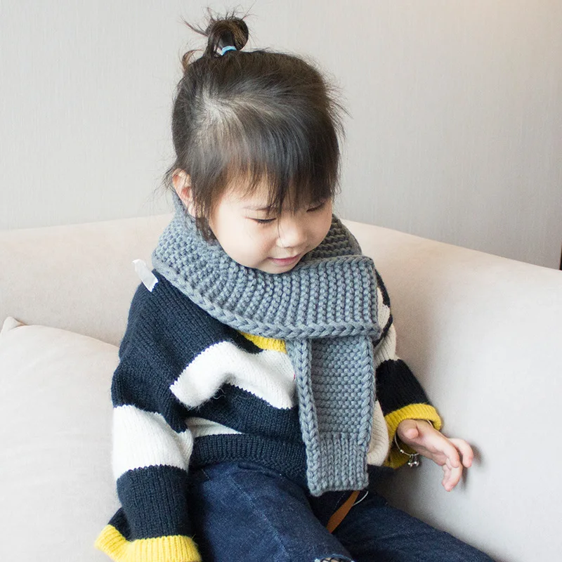 Kids Baby Scarf Girl Winter Warmer Scraf Children Wool Knitted Scarves Girls Boys Solid Warm Neck Scarves Soft Bufanda Bebe