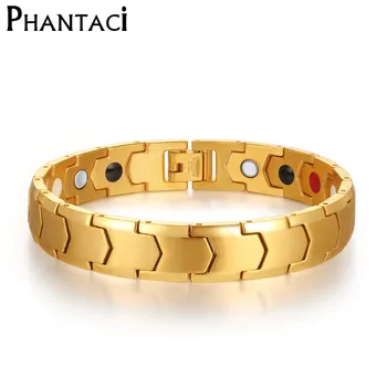 

Tourmaline Magnetic Far Infrared Energy Balance Bracelet Men Women Health Care Couples Bracelet&Bangle Germanium Stainless Steel