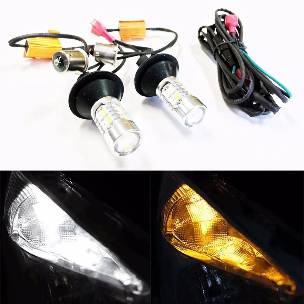 

2pcs Canbus Error Free BA15s 1156 Amber/White Switchback LED Bulb 20W 5730 20SMD High Power Bright Car LED DRL Turn Signal Light