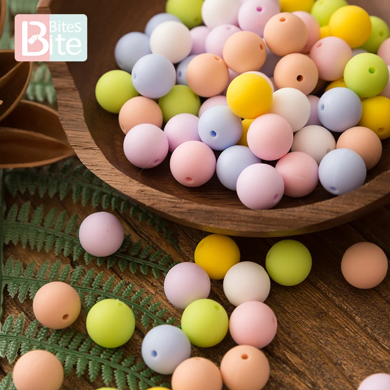

Bite Bites 15mm 10pc Baby Silicone Bead Teether Diy For Nursing Necklace Food Grade Perle Silicone Pacifier Chain Nurse Gift Toy