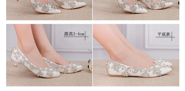 Women Shoes High Heels Wedding Thin Heels White Diamond Glittering Evening Dress Shoe Bride Shoes Crystal Pumps For Party