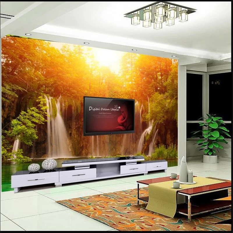 beibehang 3d stereoscopic red tree sights murals Europe TV backdrop wallpaper living room bedroom murals wall papers home decor