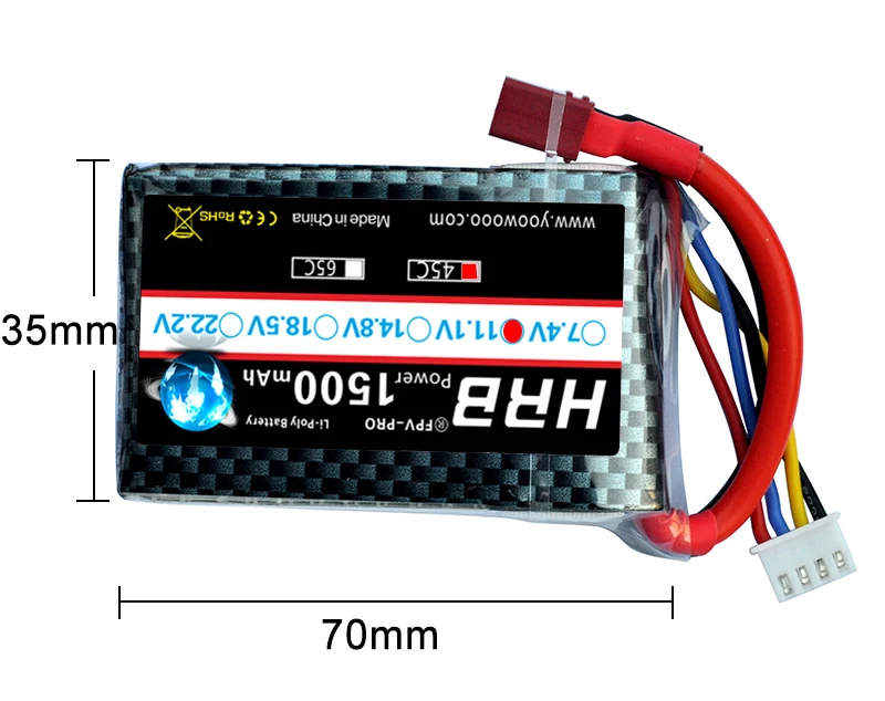 HRB 7,4 V 1500mAh 11,1 V литий-полимерный Батарея 45C 2S 3S T XT60 деканов RC Запчасти 14,8 V 18,5 V 22,2 V 4S 5S 6S для Wltoys 12428 Дрон CG033 автомобили