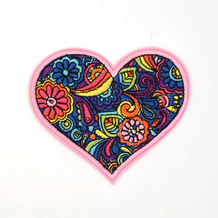 

1Pcs Rainbow Floral Peace Heart Love Embroidered Applique Patches Iron On Fabric Stickers DIY Clothing Accessories