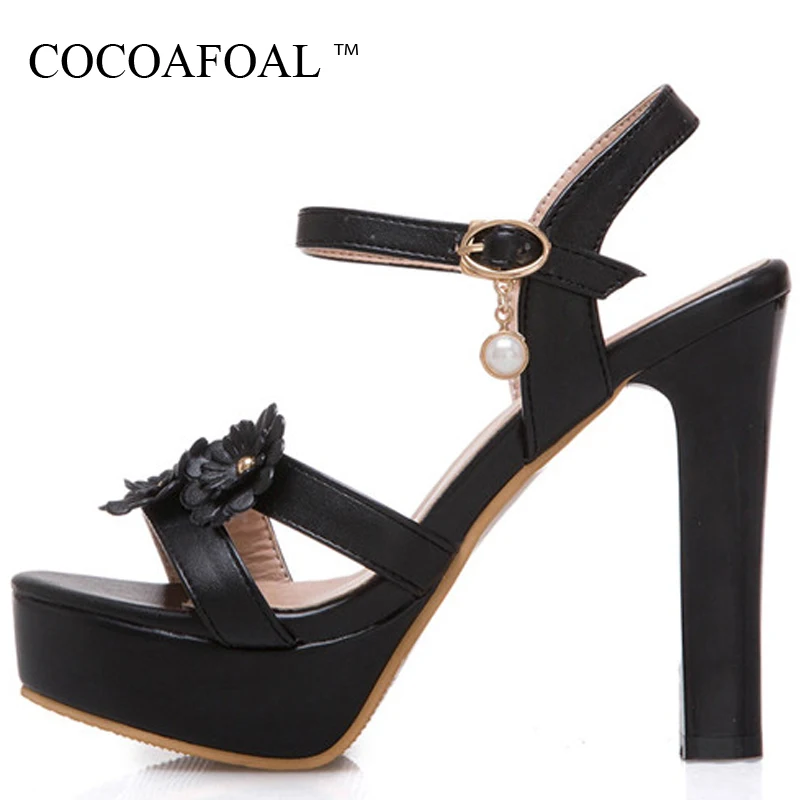

COCOAFOAL Women Peep Toe Fetish High Heels Platform Sandals Plus Size 33 43 Wedding Sandals Summer Sexy Open Toe Party Pumps