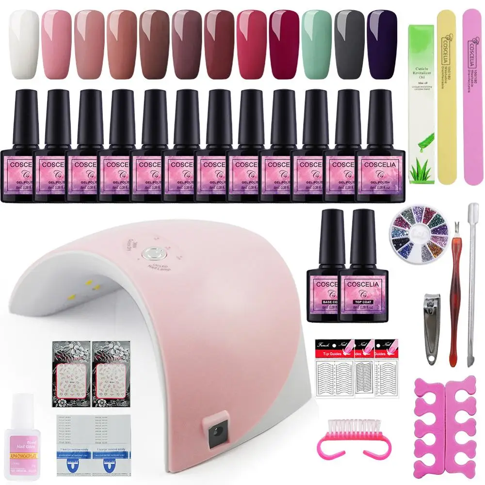 

Full Manicure Set 36W UV LED Lamp Dryer 10/12 PCS Gel Nail Polish Kit Soak Off For Nail Art Varnishes Manicure Tools Nail Salon