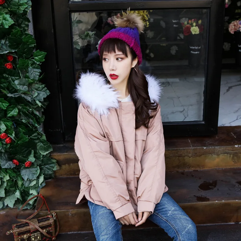 caramel Fourrure Bf Solide rose Col Mz2869 Hiver Veste gris Coton Pain Colour Épais Couleur Parkas Noir Lâche Femmes Faux blanc Court Grand De Casual Chaude XPuOZTki