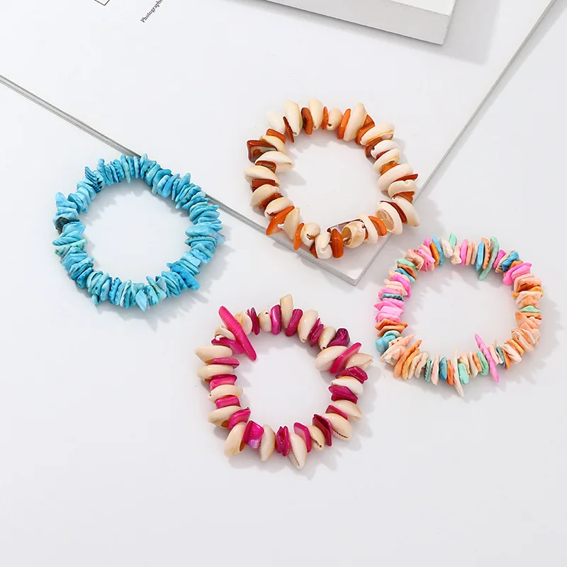 

Colorful Acrylic Shell Bracelet for Women Girls Kids Boho Summer Beach Beads Elastic Bangle Fashion Jewelry pulseras mujer 2019