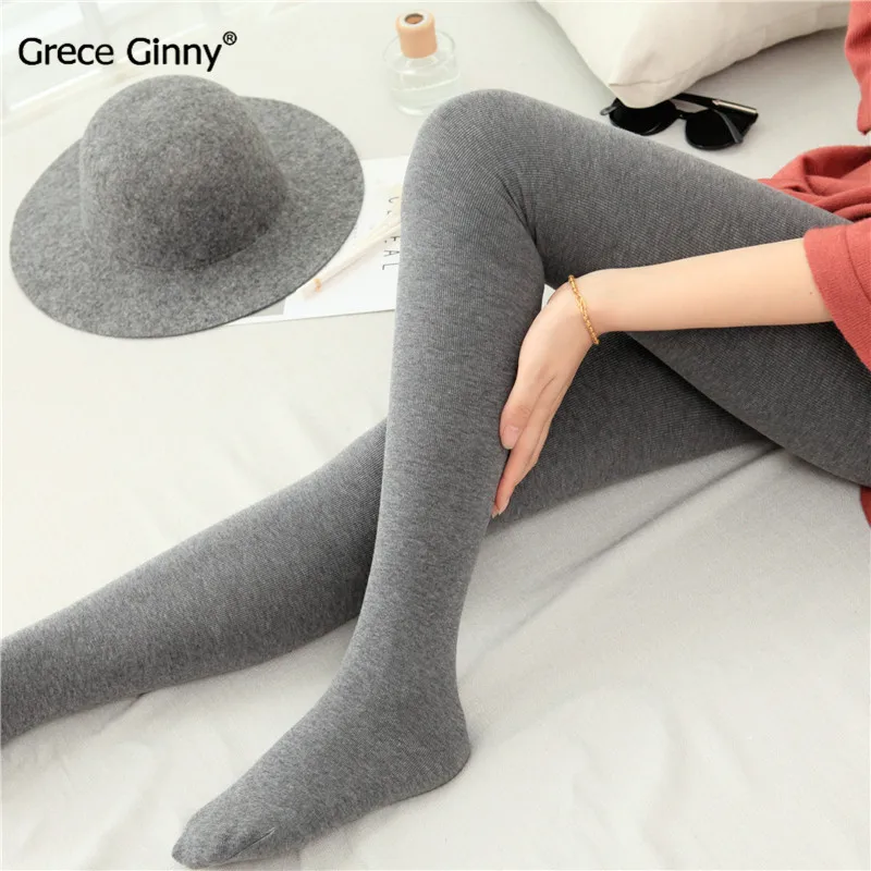 

Autumn thick section micro-pressure collection calf pantyhose Stripe slimming leg socks cotton socks female base socks 300D