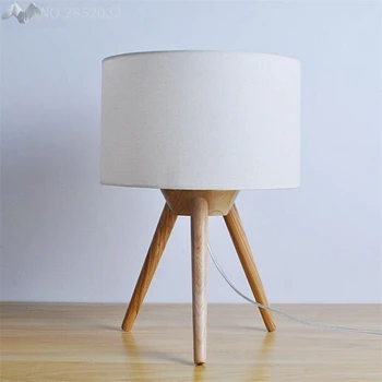 

JW Nordic Wooden Tripod Table Lamps Fabric Lampshade Wood Table Light for Bedroom Bedside Study Room Deco Desk Lights Fixtures