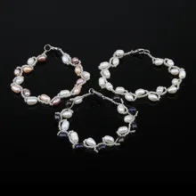 Высококачественные браслеты из пресноводного жемчуга браслет из натурального жемчуга для женщин Браслет-манжета браслет с бусинами 16-17 мм+ 5 мм