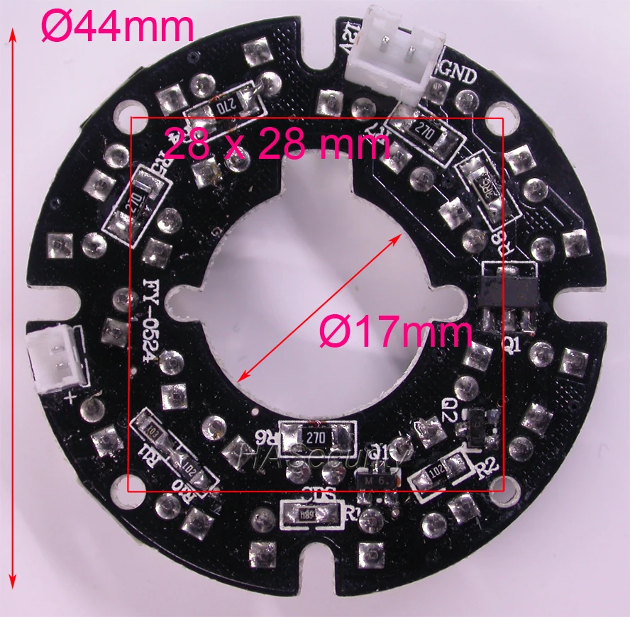 Infrared 24x IR LED Board For CCTV Cameras Night Vision (diameter outer : 44mm / inner : 17mm)