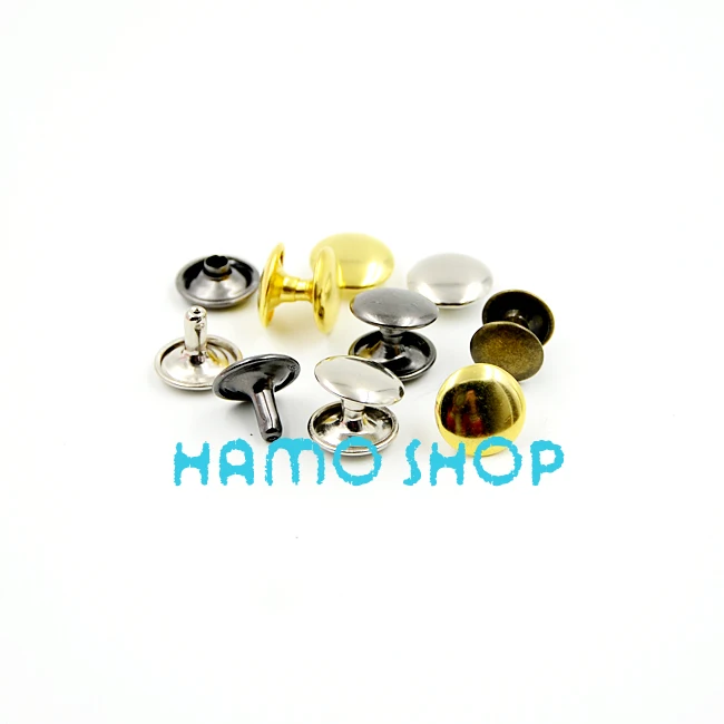 

50pcs/lot 7mmx10mm Mix Color Metal Double Cap Rivet Tubular Metal Leather Punk Spike Decoration Free Shipping