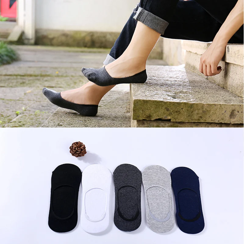 

2018 New Man Boat Socks Cotton Invisible Men'S Socks Short Low Cut Socks Sokken Autumn Meias Men Style Anti-Skid Socks