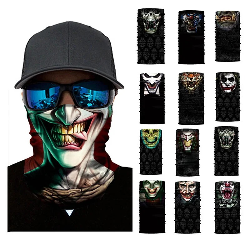 

3D Seamless Balaclava Magic Scarf Neck Face Mask Ghost Skull Skeleton Head Bandana Shield Headband Headwear Bandana Men Bicycle