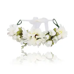 Haimeikang белый цветок Корона повязка для невесты Свадебные аксессуары волос ткань цветочные гирлянды Hairband для женщин Головные уборы