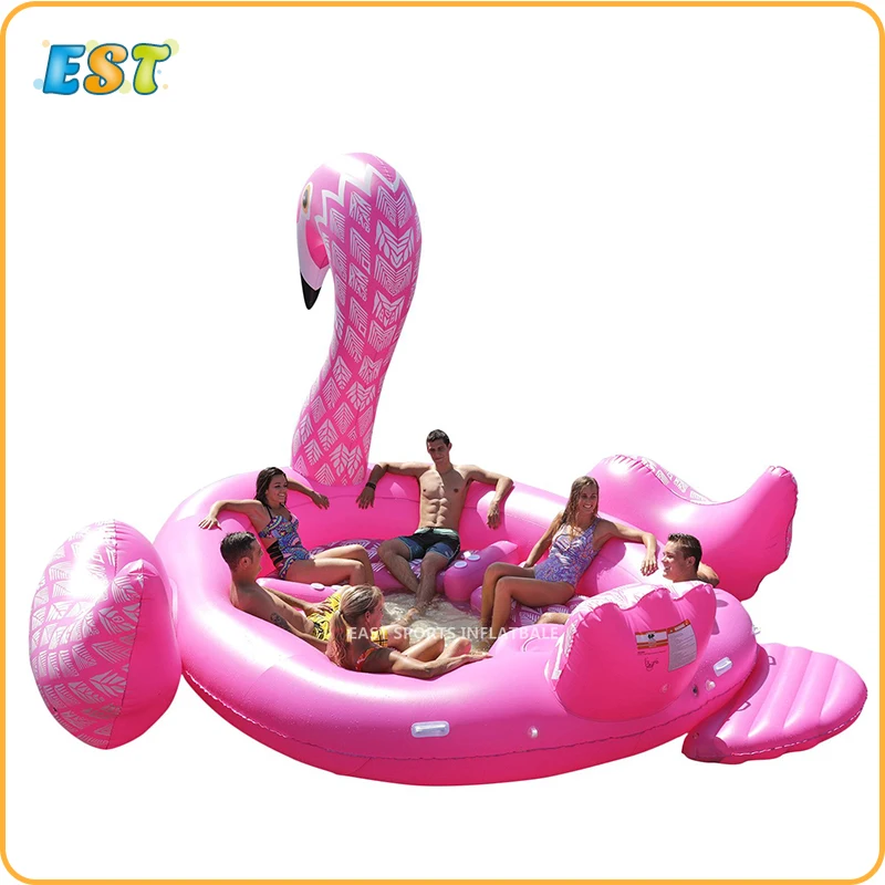 

New Summer 6 Person Huge inflatable Pool Float Floating Flamingo Swimming Pool Island Giant Lounge Inflatable Pool Party