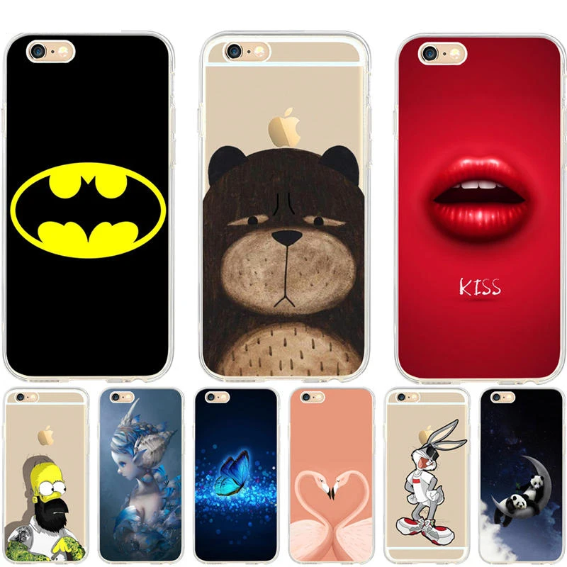 

Stylish luxury Batman Panda Soft Case coque For iPhone 7 Plus Cat Case for iPhone X Phone Case shell Skin Etui
