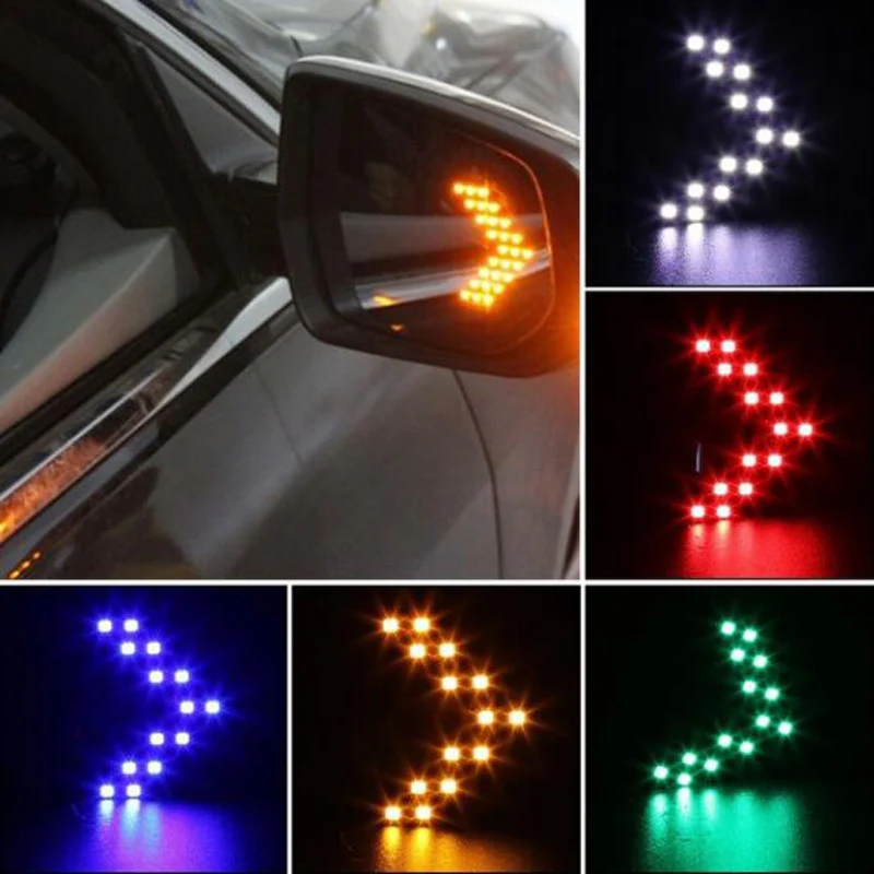

RETFGTU 2 Pcs 14 SMD LED Arrow Panel Mirror Indicator Turn Signal Light Car LED Auto Parking Light