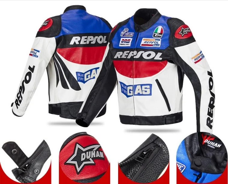 Модные DUHAN moto Racing куртки moto rbike GP REPSOL moto rcycle кожаная куртка для верховой езды полиуретановая кожа оранжевый синий