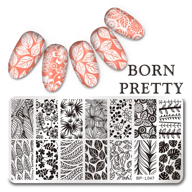 BORN PRETTY ногтей штамповки пластины кружева цветочный узор нержавеющая сталь дизайн ногтей штамп штамповка шаблон изображения пластины трафареты - Цвет: BPL047