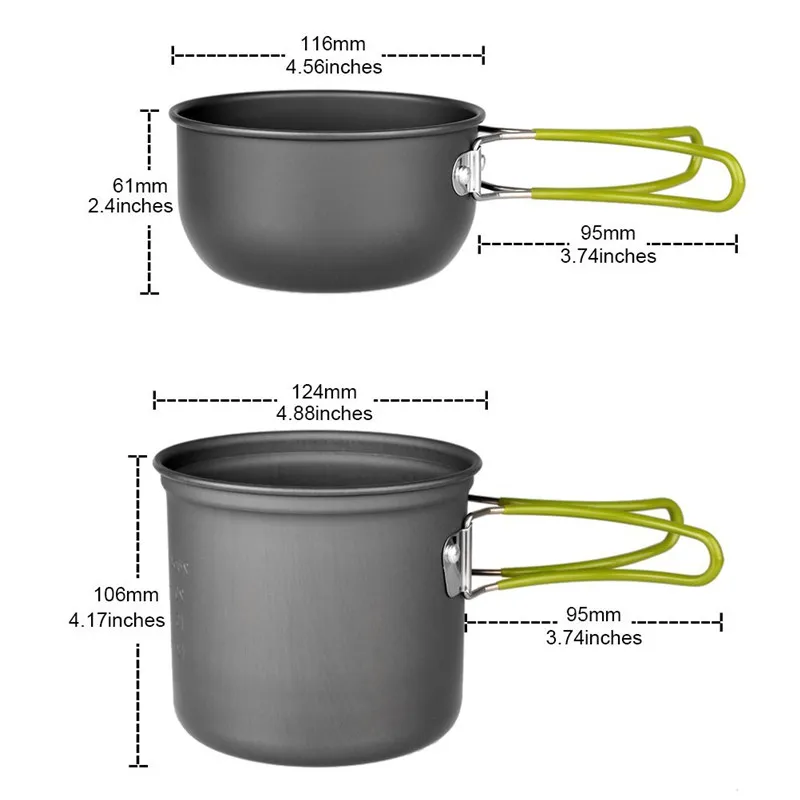 Походный горшок, антипригарная сковорода, миска, набор алюминиевой посуды, походная посуда, инструмент для приготовления пищи, для пеших прогулок, пикника, альпинизма, посуда