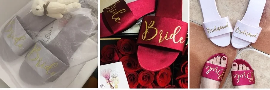 Shipping7 пар/партия 7 видов цветов, с надписью "Bride to be" курица вечерние подарок персонализированный атласный тапочки подарки невесте на свадьбу