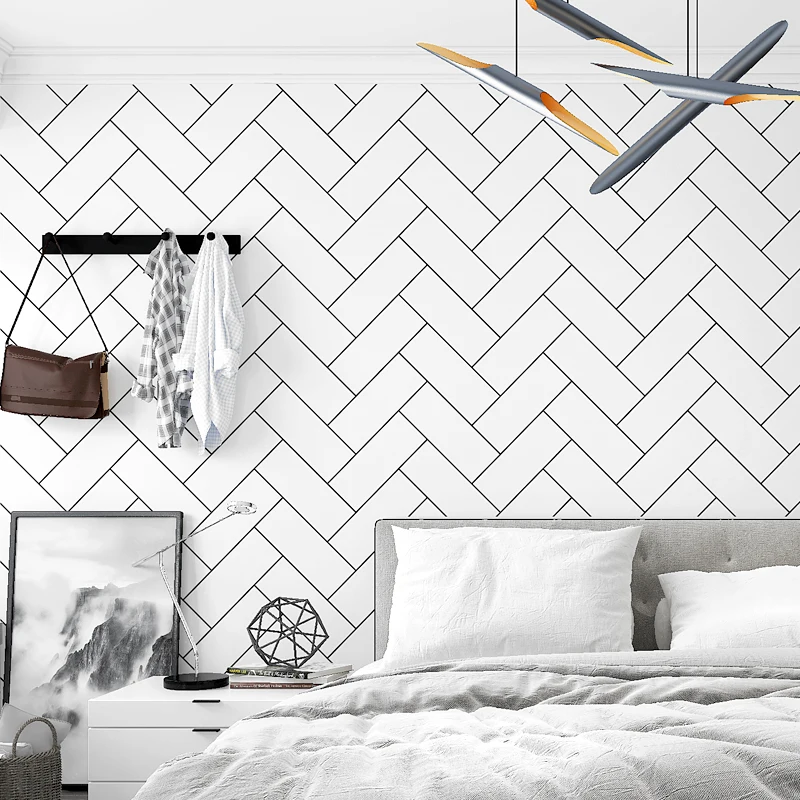 Декоративная Фреска скандинавские черно-белые кирпичные обои домашний декор Ins геометрические обои для гостиной спальни стены