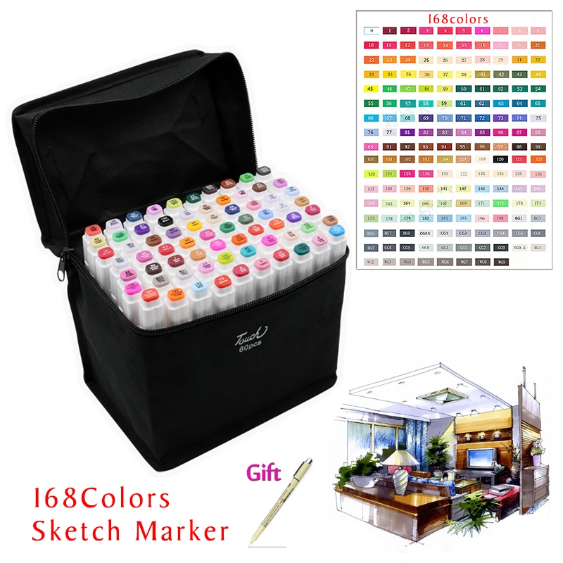 

30 40 60 80 Colors Set Artist Double Headed Sketch Markers Pen Oily Alcoholic Copic Marker For Manga Drawing Design Supplies