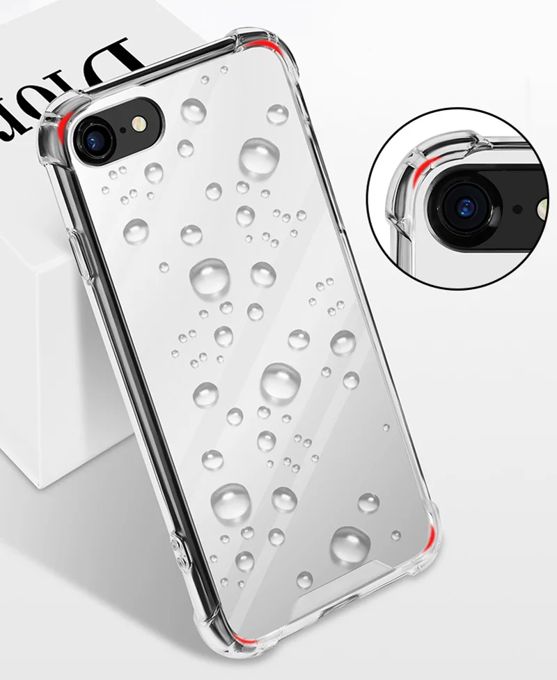 Роскошный зеркальный чехол Shockpropf для iPhone 8 7 7Plus 8Plus 6 S SE 2020 X XS Max XR ТПУ PC задняя