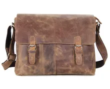 Maxdo Vintage High Quality Brown Crazy Horse Leather Men Messenger Bags Genuine Leather Cross Body Bag #M6002L
