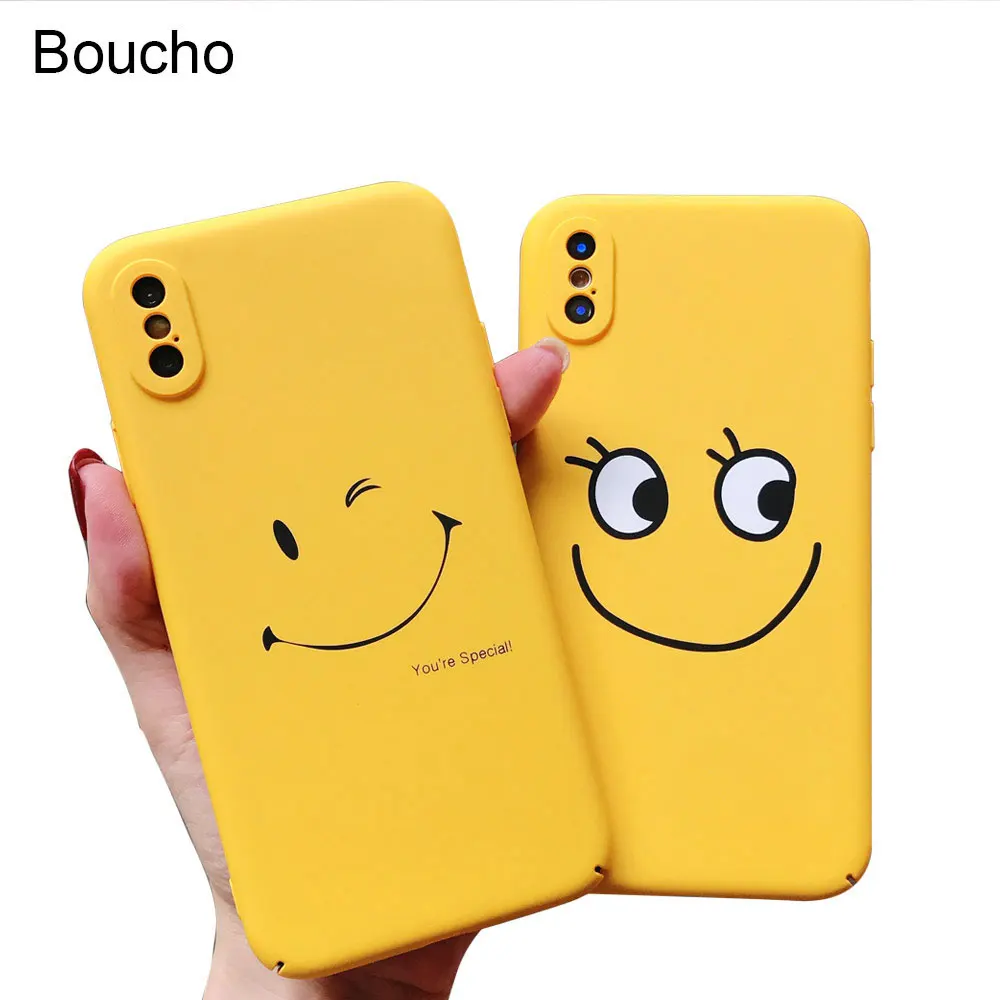 Boucho Lucky смайлик телефон чехол для iphone 6s 6 7 8 plus Чехлы модные матовые Пластик