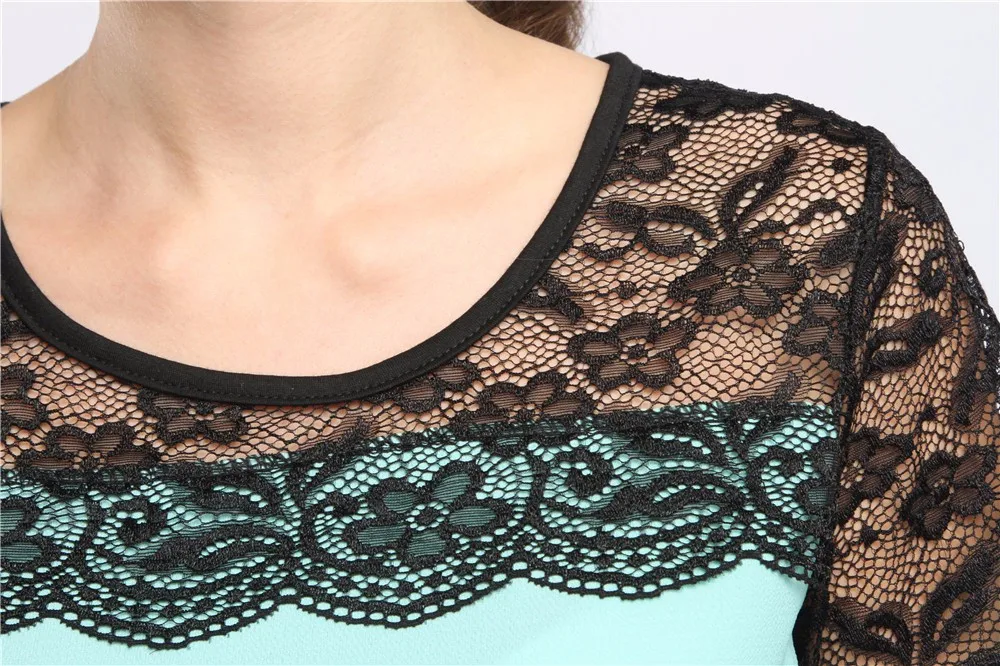 BIBOYAMALL блузки для женщин летние женские Топы кружевные повседневные шифоновые блузки с коротким рукавом Женская рабочая одежда Рубашки Топ плюс размер 5XL