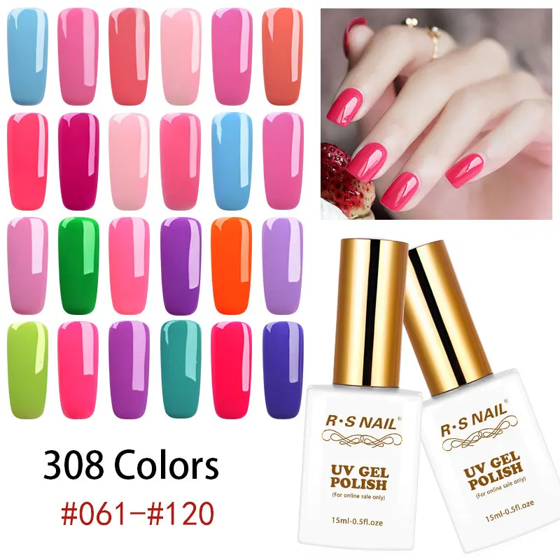  RS NAIL 15ml Nail Gel Polish UV LED Color Gel Varnish 308 Colors #061-120 Gel Lacquer Manicure a se