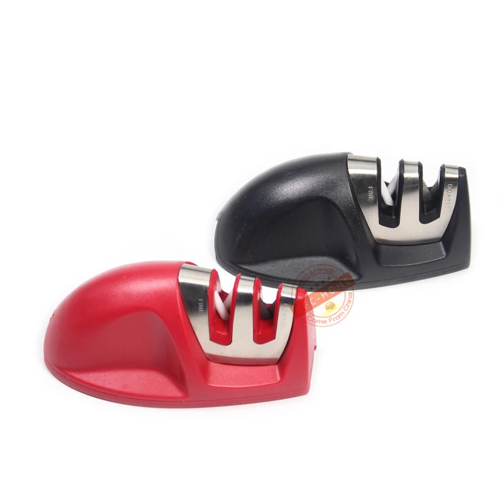 

Portable 2-stage Kitchen Knife Sharpener with Comfortable Non-Slip Grip, Kitchen accessories Black / Red