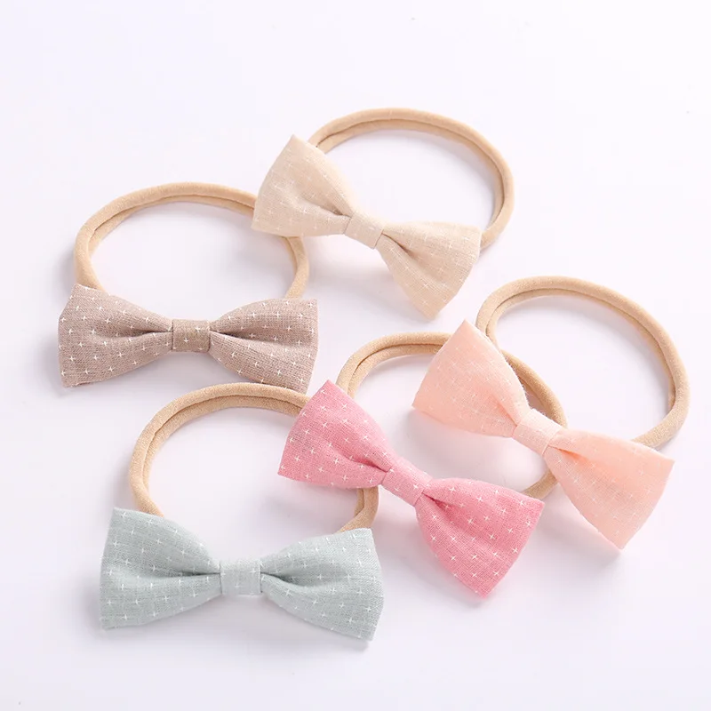 

5pcs/lot Toddler Girls Headbands Summer Spring Newbaby Cute Soft Nylon Headbands Cotton Bowknot Baby Hairbands Hair Accessories