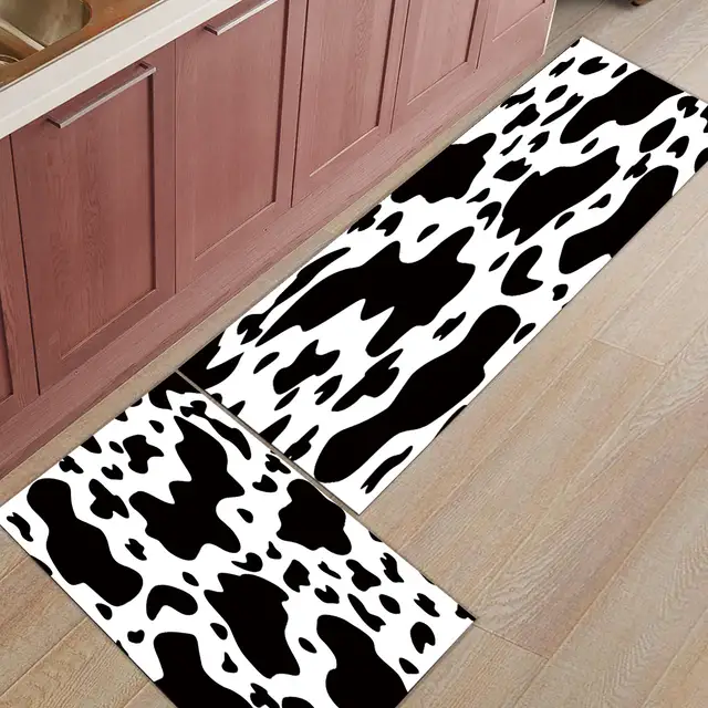 2pcs Set Leopard Print Doormat Entrance Front Door Rug Bathroom