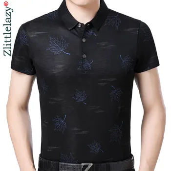 

2019 mens clothing short sleeve polo shirt summer pol men flower brands polos tee shirts dress streetwear male poloshirt 9101