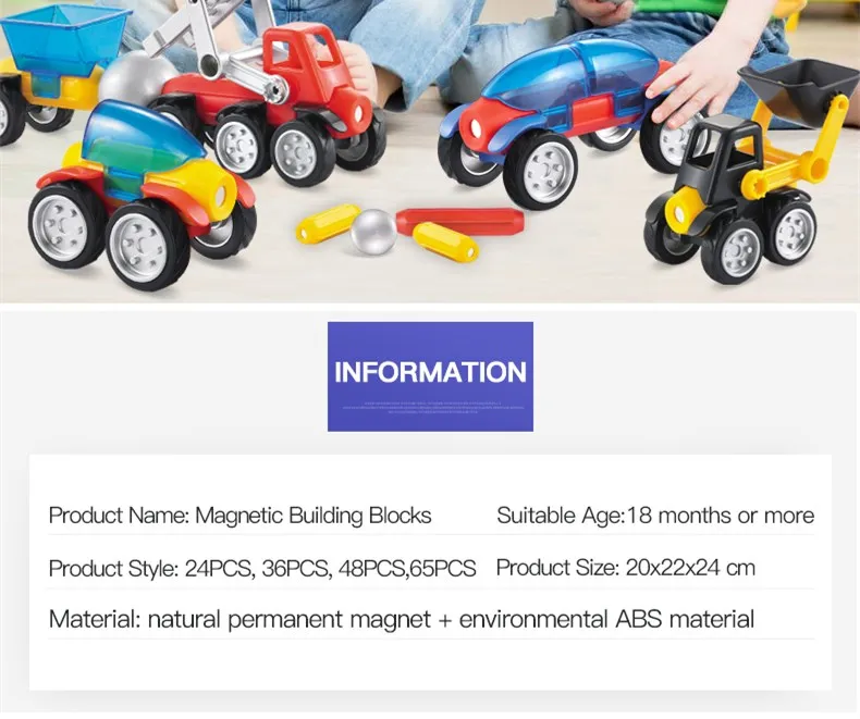 Modelo de Carro Designer Magnético Tubo Faça Você Mesmo Construção Carros Modelo Conjunto Menino Crianças Engraçado Ímãs Tijolos Jogos Brinquedos Presentes 2 Brinquedos e hobbies